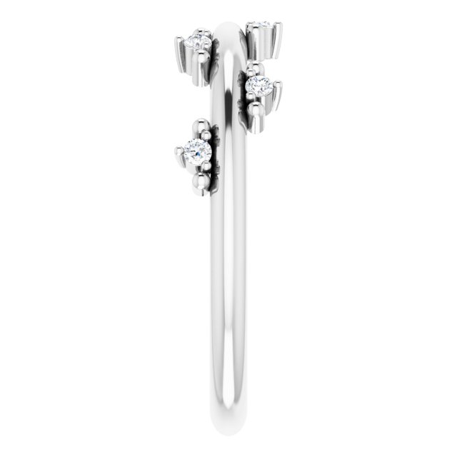 Platinum Round Natural Diamond Accented Stackable Ring III - view 4