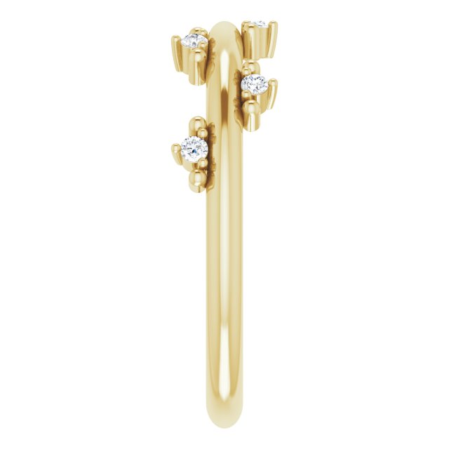 14K Gold Round Natural Diamond Accented Stackable Ring III - Yellow Gold - view 4