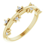 14K Gold Round Natural Diamond Accented Stackable Ring III - Yellow Gold