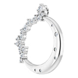 Platinum Round Natural Diamond Crescent Moon Necklace or Pendant - view 2