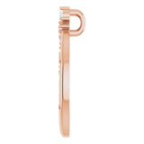 14K Gold Round Natural Diamond Crescent Moon Necklace or Pendant - Rose Gold - view 3