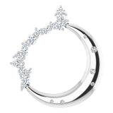 Platinum Round Natural Diamond Crescent Moon Necklace or Pendant