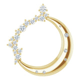 14K Gold Round Natural Diamond Crescent Moon Necklace or Pendant - Yellow Gold