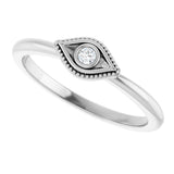 Platinum Round Natural White Sapphire Stackable Evil Eye Ring - view 5