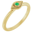 14K Gold Round Lab-Grown Emerald Stackable Evil Eye Ring - Yellow Gold