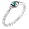 Platinum Round Natural Alexandrite Stackable Evil Eye Ring