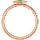 14K Gold Round Lab-Grown Emerald Stackable Evil Eye Ring - Rose Gold - view 2