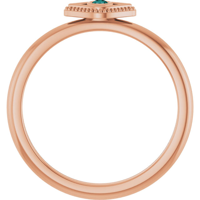 14K Gold Round Lab-Grown Alexandrite Stackable Evil Eye Ring - Rose Gold - view 2