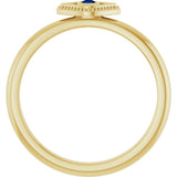 14K Gold Round Natural Blue Sapphire Stackable Evil Eye Ring - Yellow Gold - view 2