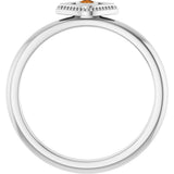 Platinum Round Natural Citrine Stackable Evil Eye Ring - view 2