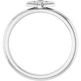14K Gold Round Natural White Sapphire Stackable Evil Eye Ring - White Gold - view 2