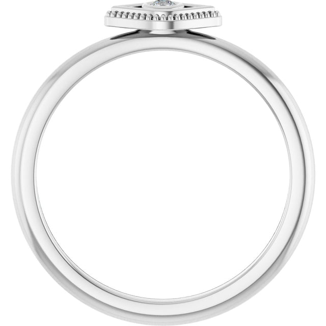 14K Gold Round Natural White Sapphire Stackable Evil Eye Ring - White Gold - view 2