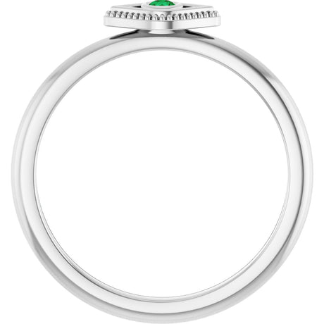 Platinum Round Lab-Grown Emerald Stackable Evil Eye Ring - view 2