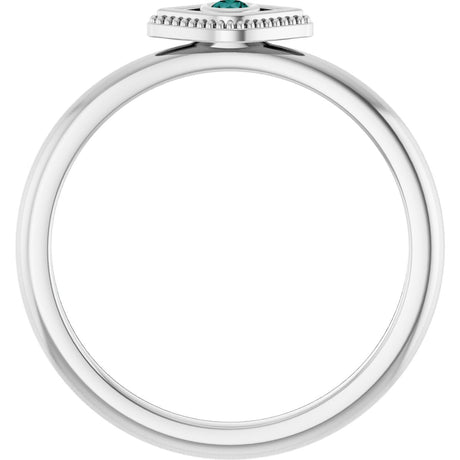 Platinum Round Lab-Grown Alexandrite Stackable Evil Eye Ring - view 2