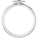 14K Gold Round Lab-Grown Alexandrite Stackable Evil Eye Ring - White Gold - view 2