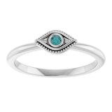 14K Gold Round Natural Alexandrite Stackable Evil Eye Ring - White Gold - view 3