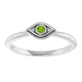 Platinum Round Natural Peridot Stackable Evil Eye Ring - view 3