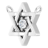 14K Gold Round Natural Diamond Star of David Necklace - White Gold - view 2