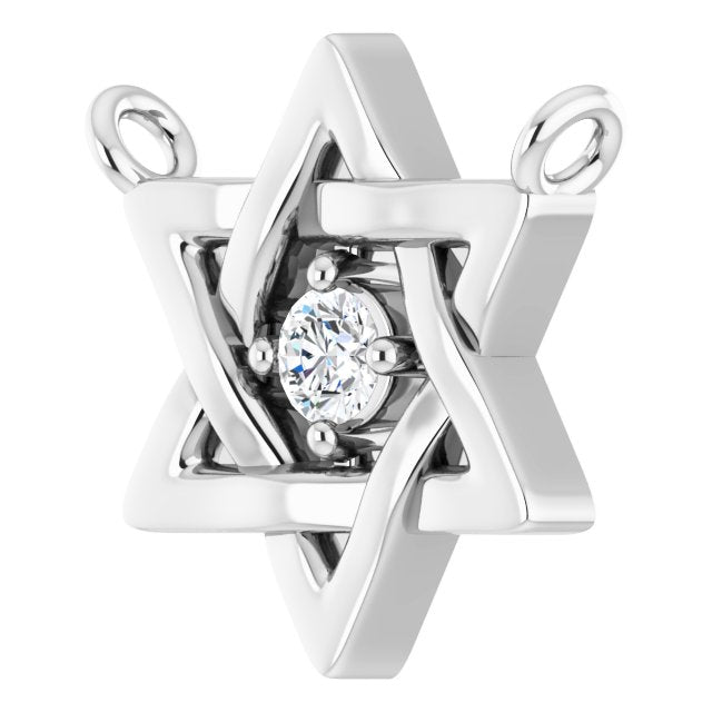 14K Gold Round Natural Diamond Star of David Necklace - White Gold - view 2