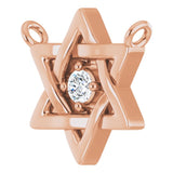14K Gold Round Natural Diamond Star of David Necklace - Rose Gold - view 2