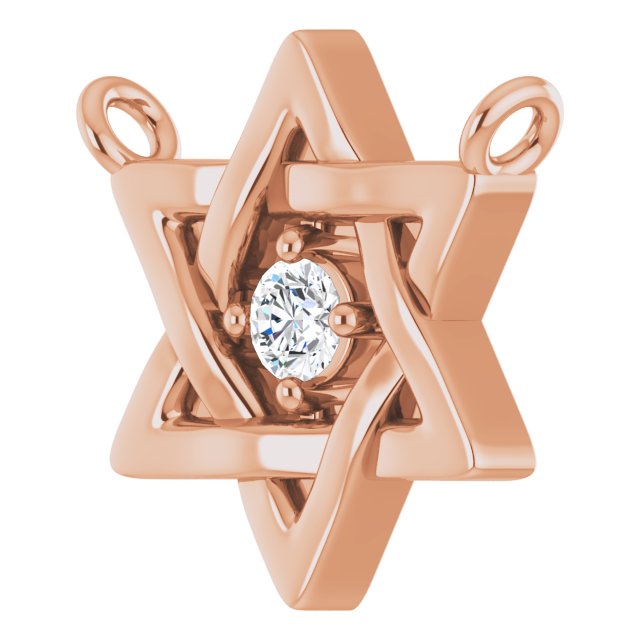 14K Gold Round Natural Diamond Star of David Necklace - Rose Gold - view 2