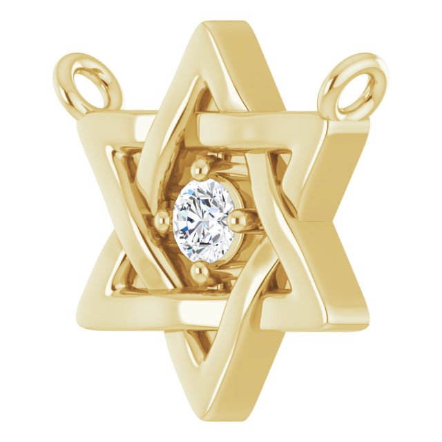 14K Gold Round Natural Diamond Star of David Necklace - Yellow Gold - view 2