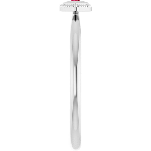 Platinum Round Lab-Grown Ruby Stackable Evil Eye Ring - view 4