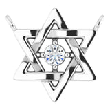 Platinum Round Natural Diamond Star of David Necklace