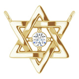 14K Gold Round Natural Diamond Star of David Necklace - Yellow Gold