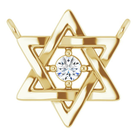 14K Gold Round Natural Diamond Star of David Necklace - Yellow Gold