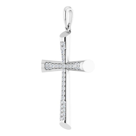 14K Gold Round Natural Diamond Micro Pavé-Style Cross Pendant III - view 2