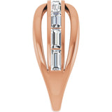 14K Gold Straight Baguette Natural Diamond Criss-Cross Ring - Rose Gold - view 4