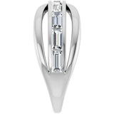Platinum Straight Baguette Natural Diamond Criss-Cross Ring - view 4