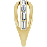 14K Gold Straight Baguette Natural Diamond Criss-Cross Ring - Yellow Gold - view 4