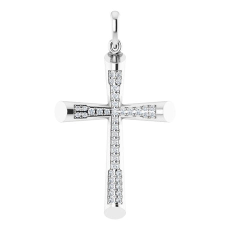 14K Gold Round Natural Diamond Micro Pavé-Style Cross Pendant III