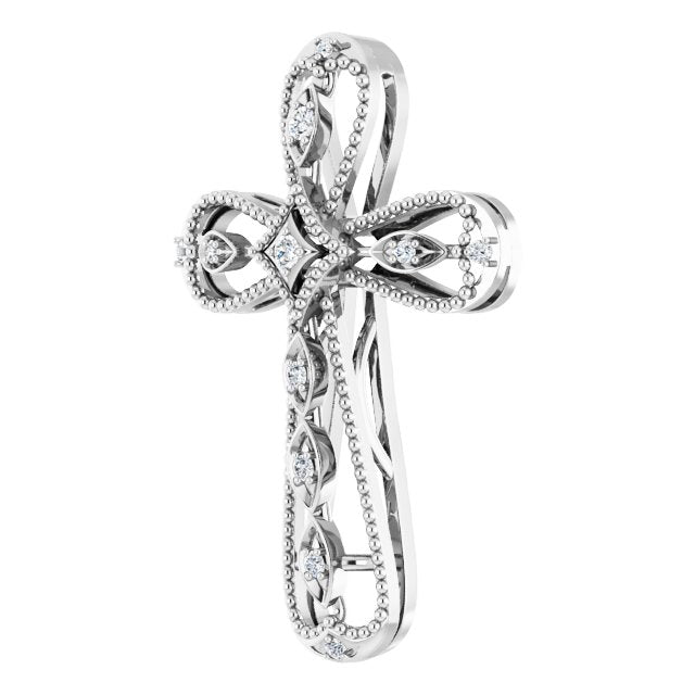 14K Gold Round Natural Diamond Accented Cross Pendant – 0.05 CTW - view 2