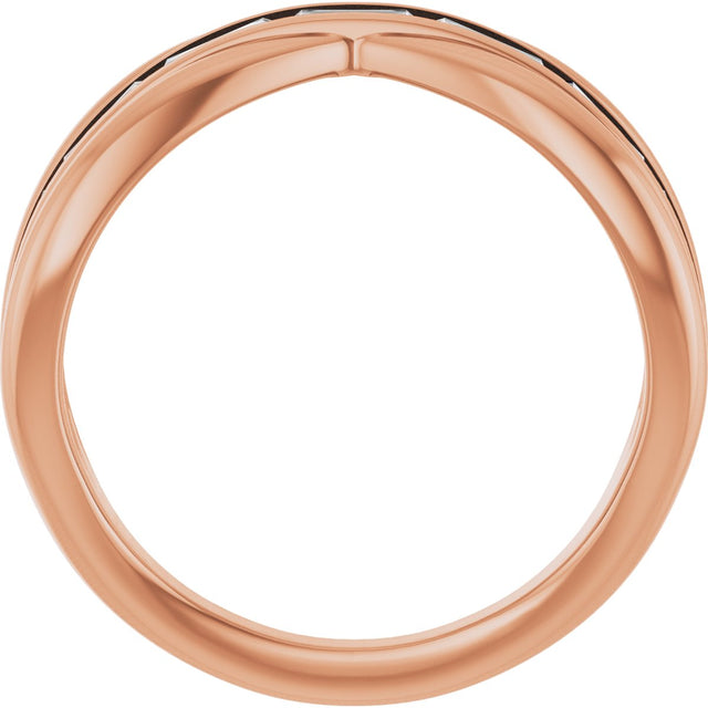 14K Gold Straight Baguette Natural Diamond Criss-Cross Ring - Rose Gold - view 2