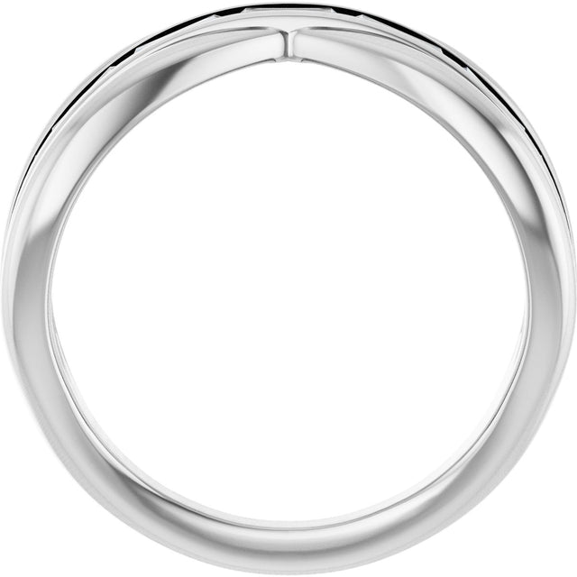14K Gold Straight Baguette Natural Diamond Criss-Cross Ring - White Gold - view 2