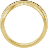 14K Gold Straight Baguette Natural Diamond Criss-Cross Ring - Yellow Gold - view 2