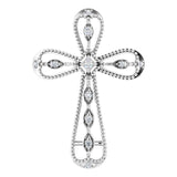 14K Gold Round Natural Diamond Accented Cross Pendant – 0.05 CTW