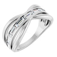 Platinum Straight Baguette Natural Diamond Criss-Cross Ring