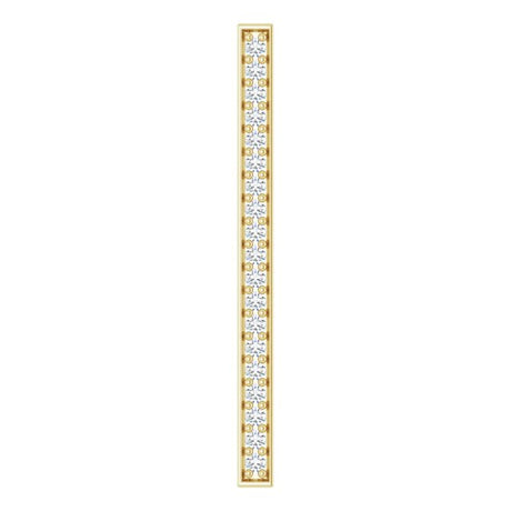14K Gold Round Natural Diamond Vertical Bar Pendant - Yellow Gold