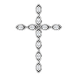 14K Gold Round Natural Diamond Milgrain Cross Pendant – 1/10 CTW