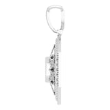 14K Gold Round Natural Diamond Filigree Pendant - White Gold - view 3