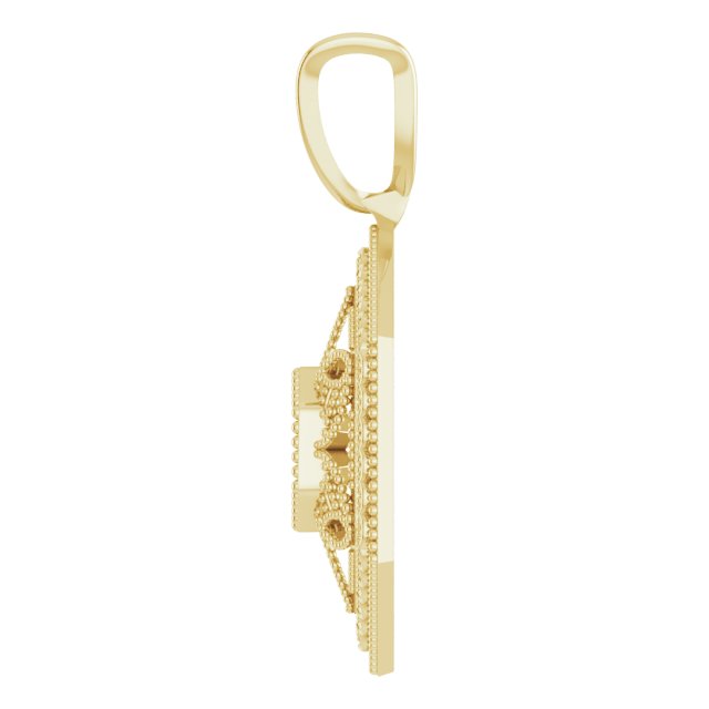 14K Gold Round Natural Diamond Filigree Pendant - Yellow Gold - view 3