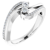 14K Gold Round Natural Diamond Two-Stone Ring – 2.4mm Stones