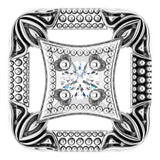 14K Gold Round Natural Diamond Vintage-Inspired Slide Pendant - White Gold