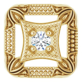 14K Gold Round Natural Diamond Vintage-Inspired Slide Pendant - Yellow Gold