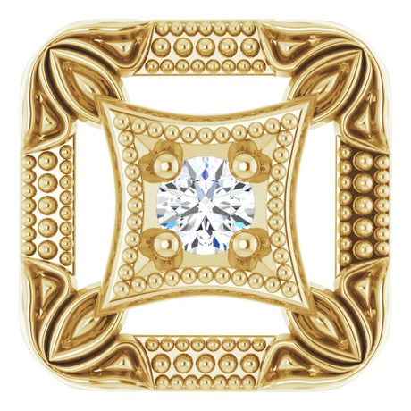 14K Gold Round Natural Diamond Vintage-Inspired Slide Pendant - Yellow Gold