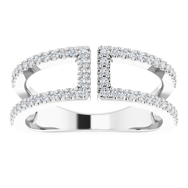 14K Gold Round Natural Diamond Negative Space Ring IV - White Gold - view 3